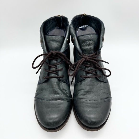 Miz Mooz Womens Lennox Lace-Up Bootie In Ocean Blue Leather Size 8 Minimalist - Picture 5 of 12